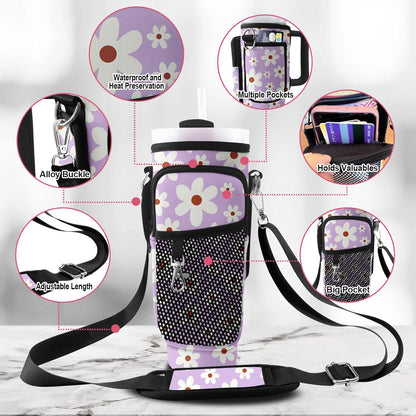 Stanley Carrier Bag for Stanley 40oz/30ozTumbler with Phone with 2 Adjustable Strap,3 Pockets Bottle Stanley Cup Carrier Bag & Case,Accessories for Hiking Travelling