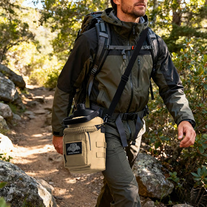 NATURE PIONEOR 32 64 128oz Tactical Water Bottle Pouch, Multi-Function Tactical Water Bottle Bag with Adjustable Shoulder Strap, Half/One Gallon Molle Strap Carrier Holder