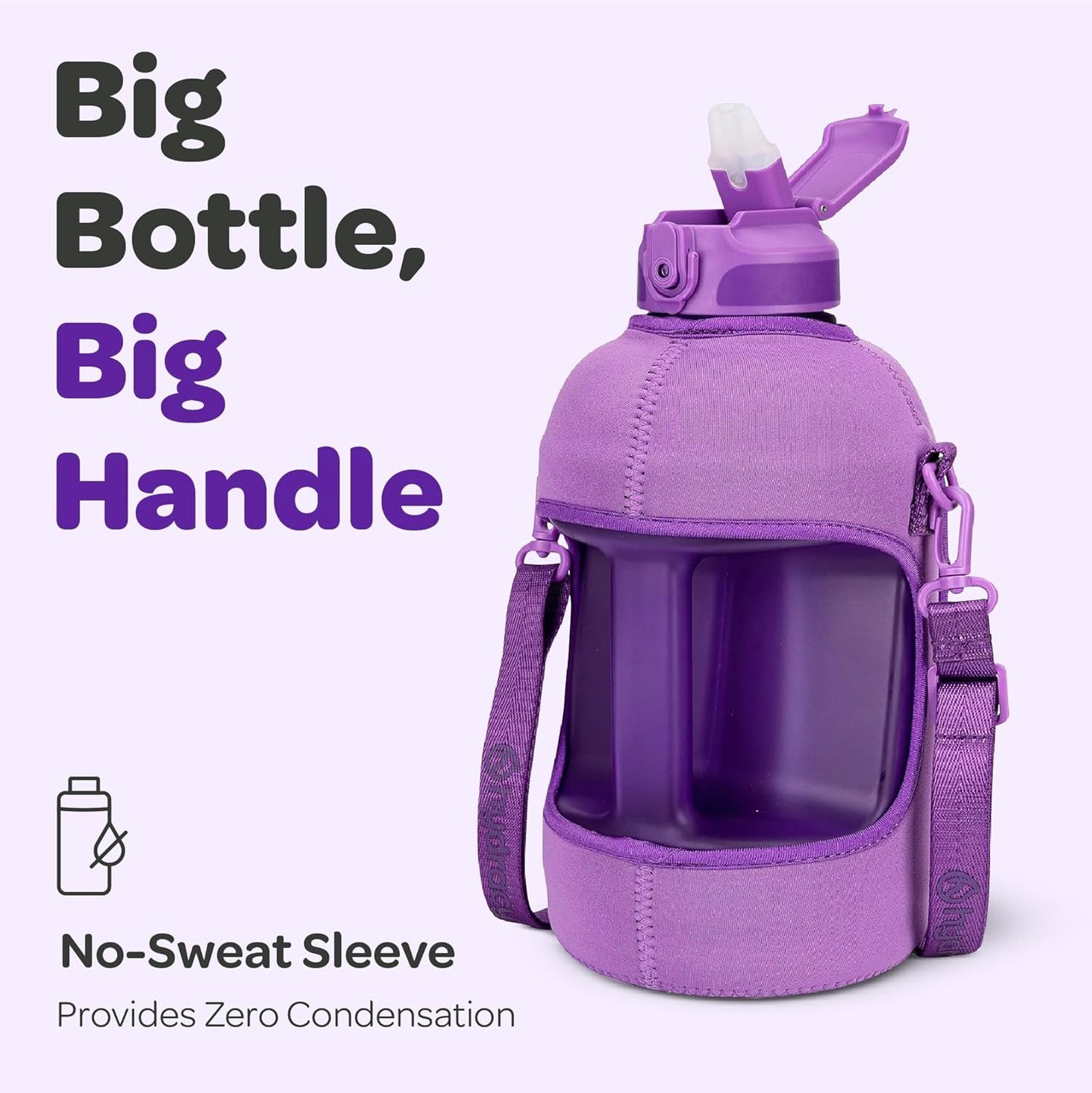 Hydracy Water Bottle with Time Marker -Large BPA Free Water Bottle & No Sweat Sleeve -Leak Proof Gym Bottle with Times to Drink - Ideal for Fitness Sports & Outdoors