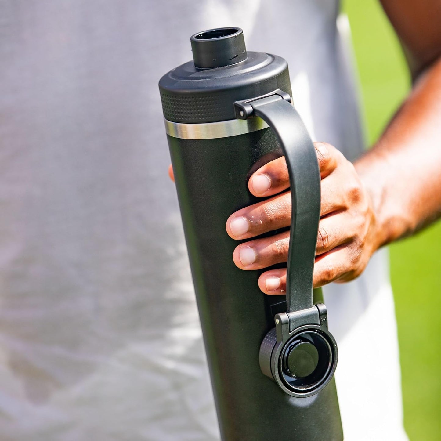 RTIC 24oz Refuel Water Bottle with Workout Protein Shaker, Insulated, Stainless Steel, Metal, Double Wall Vacuum-Insulation, Ceramic Lined, Leak-Proof Chug Lid, Tumbler, Black