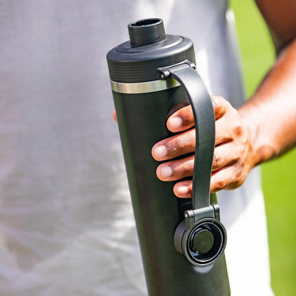 RTIC 24oz Refuel Water Bottle with Workout Protein Shaker, Insulated, Stainless Steel, Metal, Double Wall Vacuum-Insulation, Ceramic Lined, Leak-Proof Chug Lid, Tumbler, Black