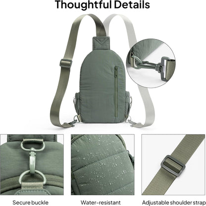 TOPEAST Sling Bag for Women, Anti-Theft Crossbody Bag with RFID Blocking & Water Bottle Holder for Travel, Water-resistant