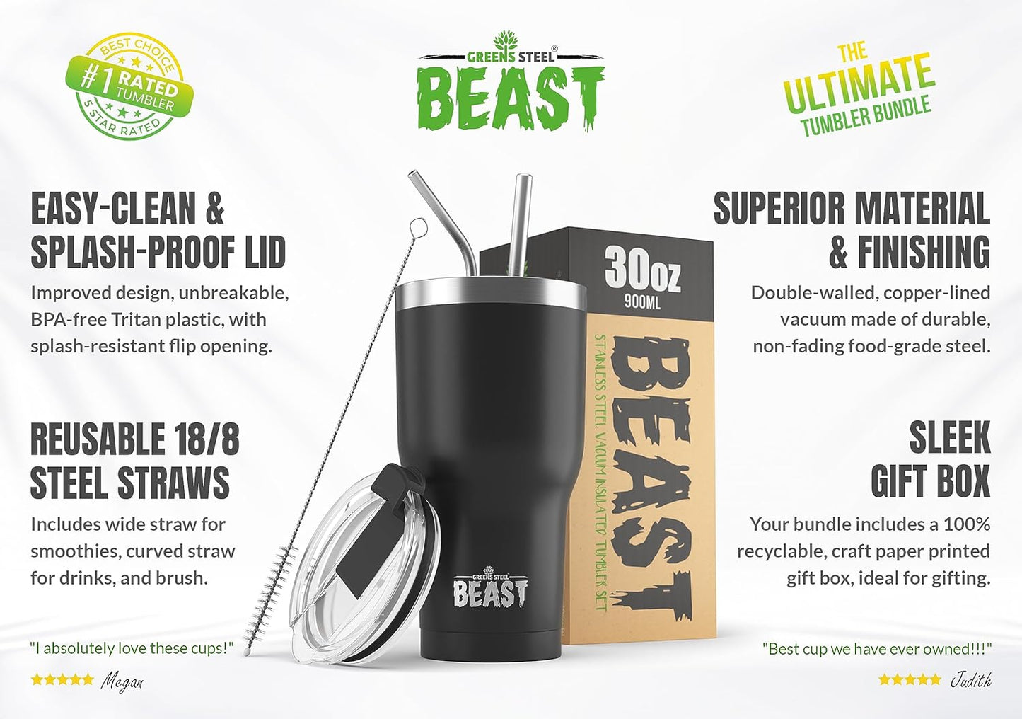 Beast 10 oz Tumbler Stainless Steel Vacuum Insulated Coffee Ice Cup Double Wall Travel Flask (Arctic White)