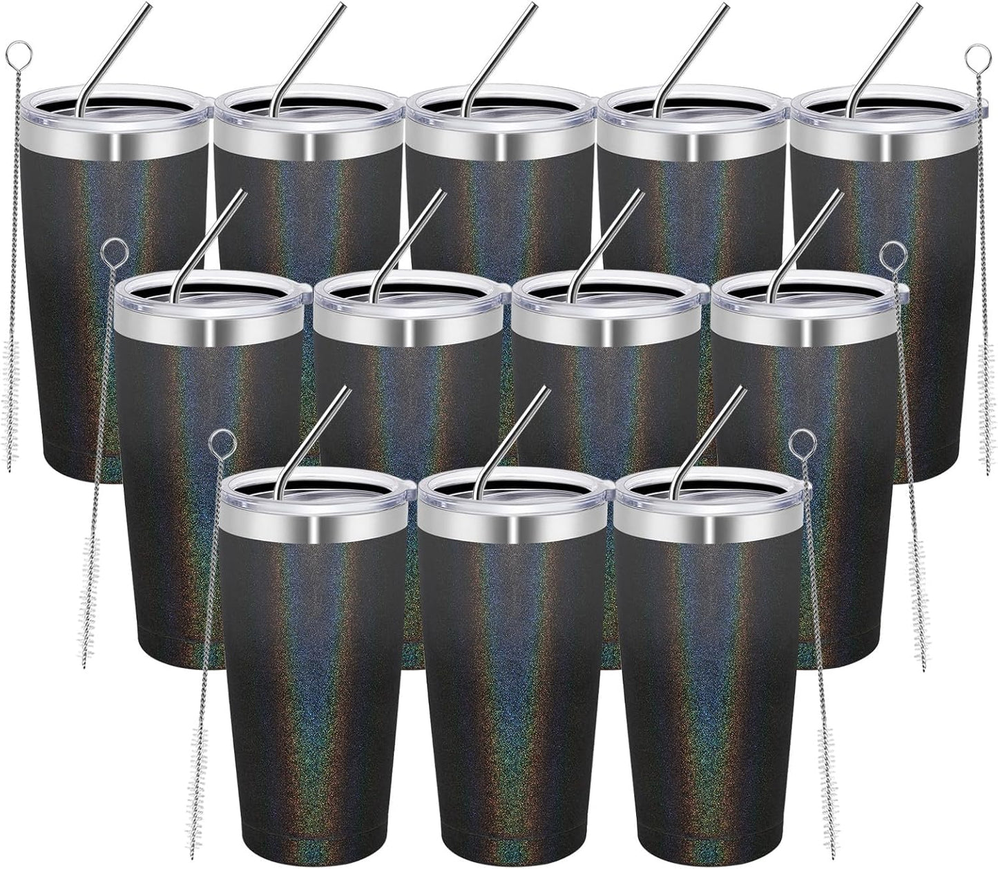 MEWAY 20oz Tumbler Cup Double Wall Vacuum Insulated Travel Mug Bulk, Stainless Steel Tumblers with Lid and Straw, Durable Powder Coated Coffee Cups for Cold & Hot Drinks (Navy, 1)