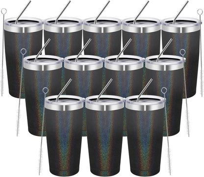 MEWAY 20oz Tumbler Cup Double Wall Vacuum Insulated Travel Mug Bulk, Stainless Steel Tumblers with Lid and Straw, Durable Powder Coated Coffee Cups for Cold & Hot Drinks (Navy, 1)