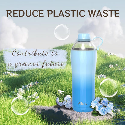 Allcho Insulated Water Bottle for Women, 18oz Stainless Steel Leak Proof Tumbler with 2 Lids, BPA-Free Tritan Chug & Straw Lid, Double Wall Vacuum Flask