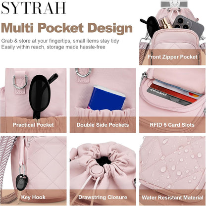 SYTRAH Water Bottle Bag Crossbody，Insulated Water Bottle Purse Crossbody Water Bottle Holder with Strap 40 oz