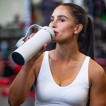 RTIC 24oz Refuel Water Bottle with Workout Protein Shaker, Insulated, Stainless Steel, Metal, Double Wall Vacuum-Insulation, Ceramic Lined, Leak-Proof Chug Lid, Tumbler, Black