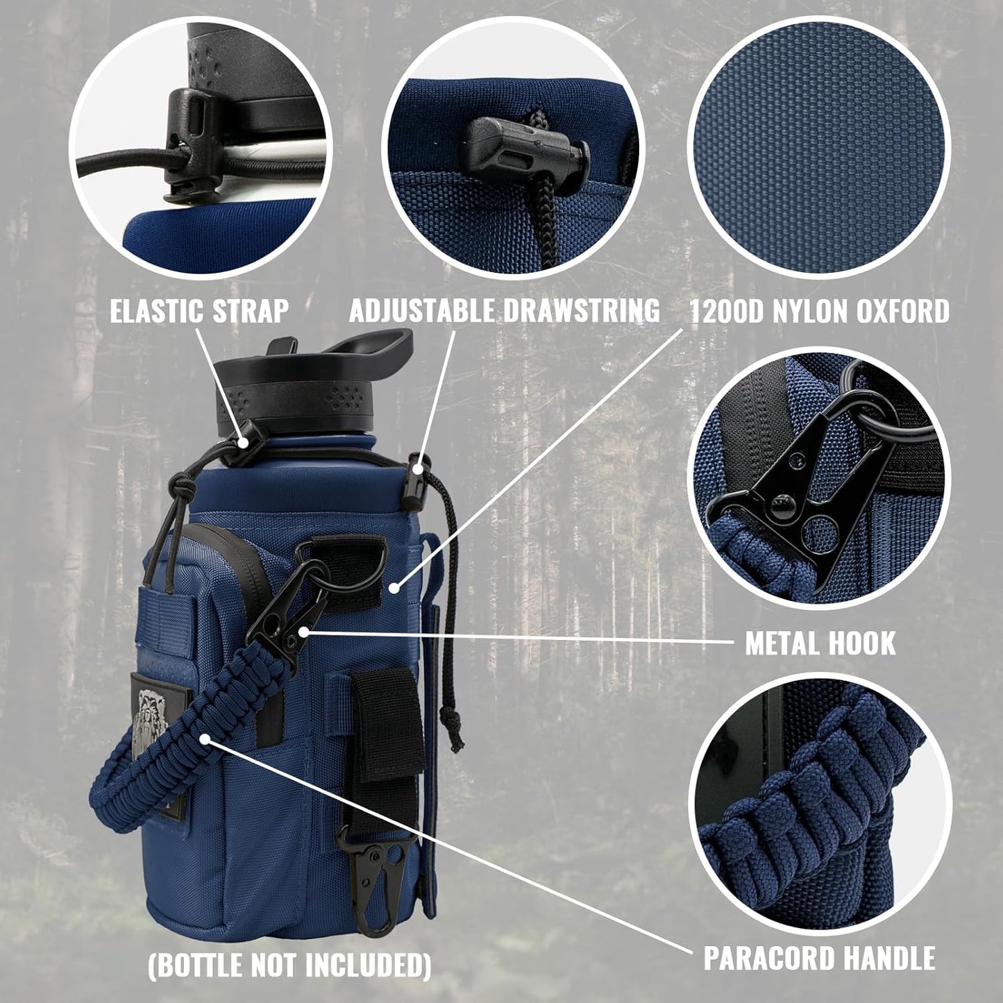 NATURE PIONEOR 32 64 128oz Tactical Water Bottle Pouch, Multi-Function Tactical Water Bottle Bag with Adjustable Shoulder Strap, Half/One Gallon Molle Strap Carrier Holder
