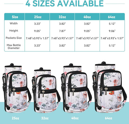 icolor Water Bottle Carrier Bag with Strap 25/32/40 oz Crossbody Bottle Holder with Phone Pocket Sling Sleeve Insulated Neoprene Water Bottle Pouch for Walking Travelling