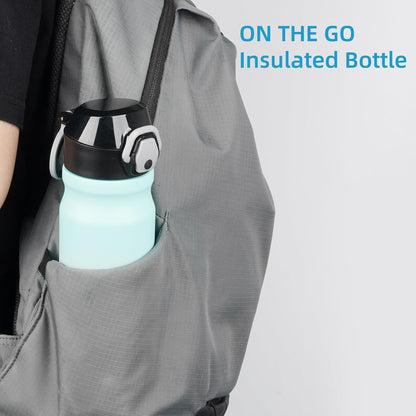 Konokyo 18 oz Insulated Water Bottle with Straw Lid, Stainless Steel Vacuum Sports Water Bottle, Leak-Proof Reusable Metal Flask with Carry Loop, BPA-Free Travel Bottle for Gym, School, Office