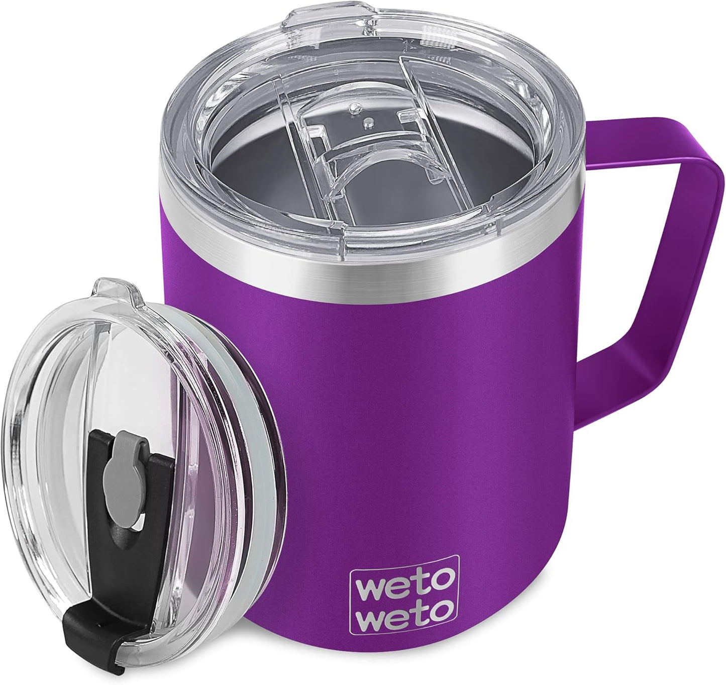 WETOWETO 14 oz Coffee Mug, Vacuum Insulated Camping Mug with Lid, Double Wall Stainless Steel Travel Tumbler Cup, Thermal Coffee Mug, Powder Coated Navy Blue