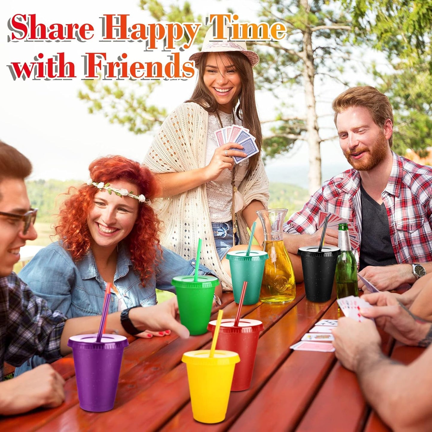 Sieral 30 Pack Cups with Lids and Straws Kids Tumbler with Straw Reusable Water Bottle Iced Coffee Travel Mug Adults Plastic Cups for Parties 16 oz (Candy Colors)