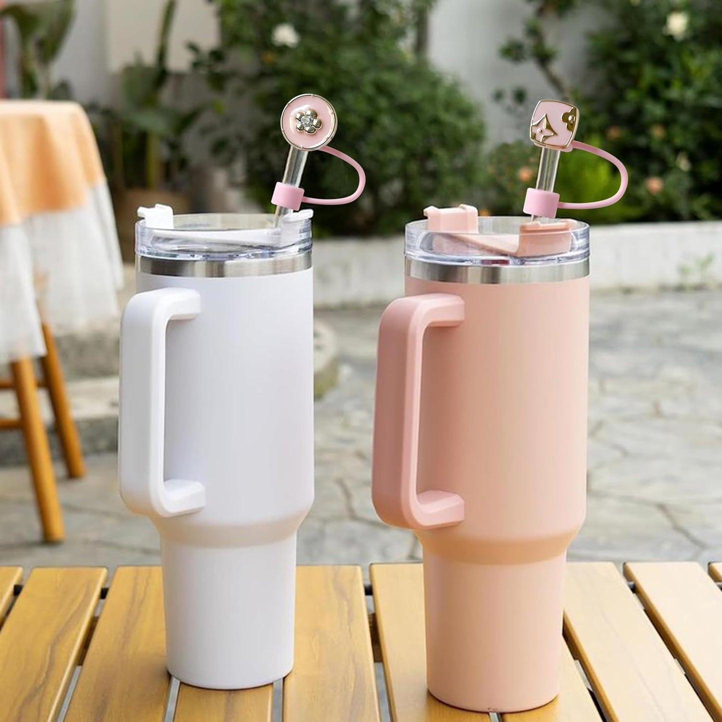 Cute Straw Cover Cap for Stanley Cup Accessories,Bling Straw Toppers for Stanley Tumbler 40&30 oz,Reusable Straws Tips Protectors Compatible with 10mm Straws