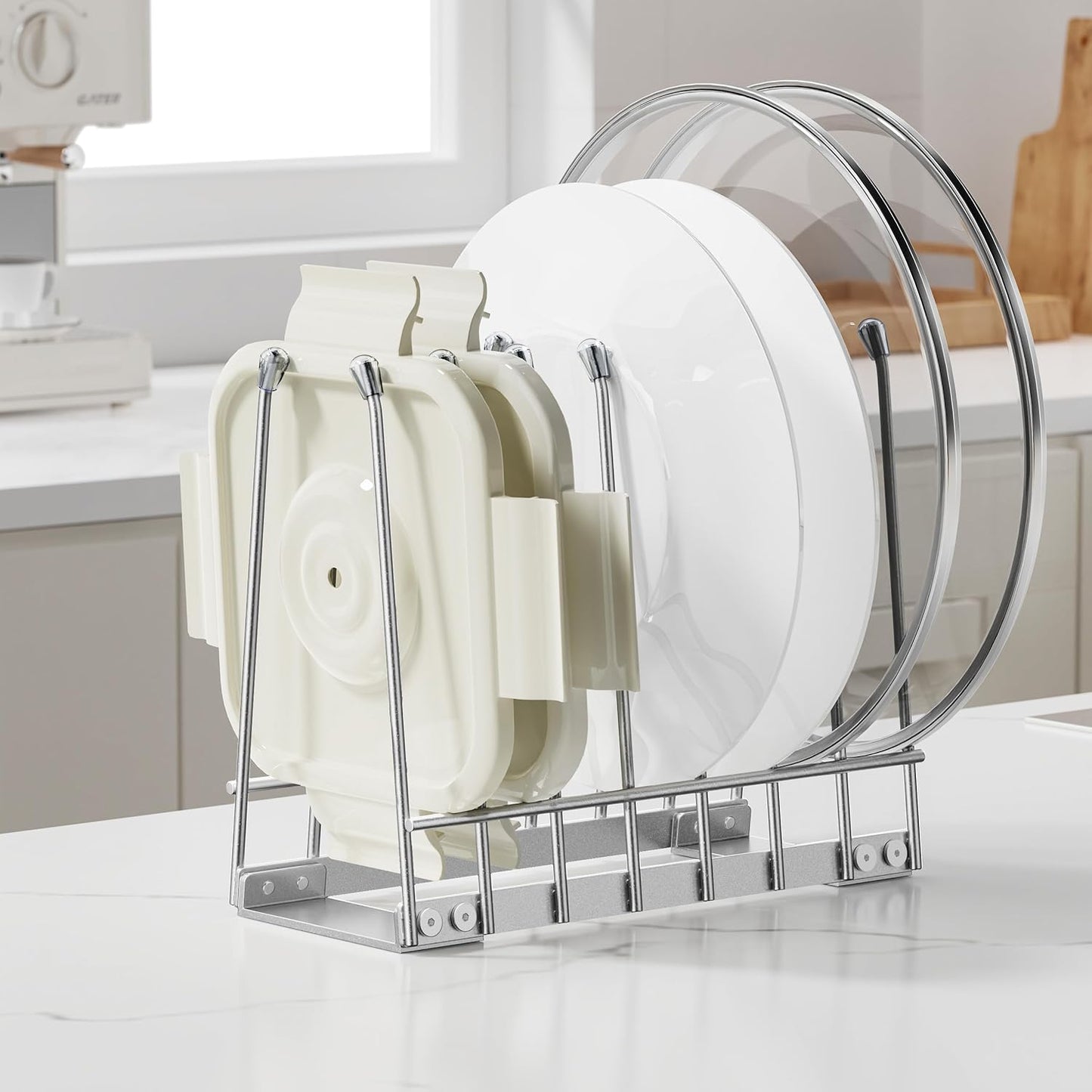 Plastic Bag Drying Rack, Metal Reusable Silicone Ziplock Bag & Bottle Drying Stand, Lerine Drying Rack Kitchen Organizer, Silver