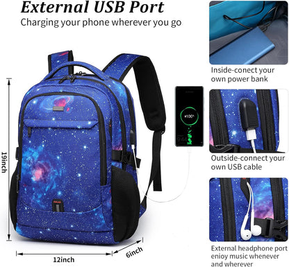 DUSLANG 17 Inch Laptop Backpack for Travel Water Resistant College Backpack for Men/Women Laptop Bag with USB Charging Port,Black - Colors A
