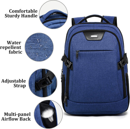 DUSLANG 17 Inch Laptop Backpack for Travel Water Resistant College Backpack for Men/Women Laptop Bag with USB Charging Port,Black - Colors B