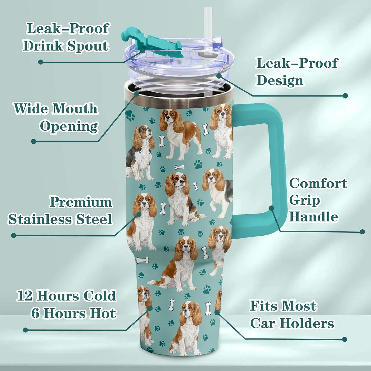 Beagle Gifts for Women Men, 40oz Stainless Steel Insulated Tumbler Travel Cup Mug, Funny and Unique Beagle Gifts for Dog Lover - Colors A