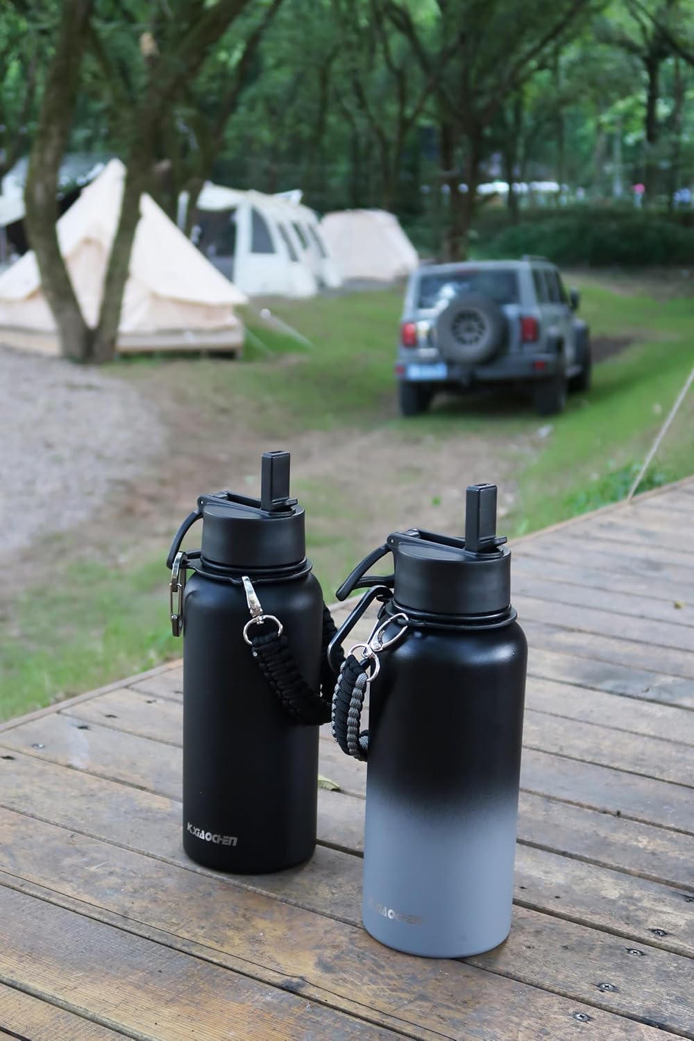 KXIAOCHEN Insulated Water Bottle With Strap, Cold For 48 Hrs Leak Proof, Triple Wall Stainless Steel Sports Water Bottle With Straw And Spout Lid For Gym Hiking Travel