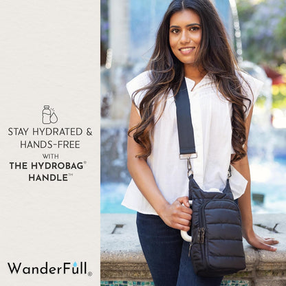 WanderFull Original HydroBag Handle® Zipper Slot for Handle, Hands-Free Crossbody Water Bottle Holder & Tumbler Accessories