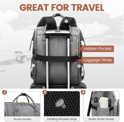 LOVEVOOK Laptop Backpack for Women with Giant Tumbler Holder Pocket,15.6 inch Waterproof Travel Backpack Purse Computer Laptop Bag,Professional Work College Nurse Teacher Backpack Casual Daypack,Black