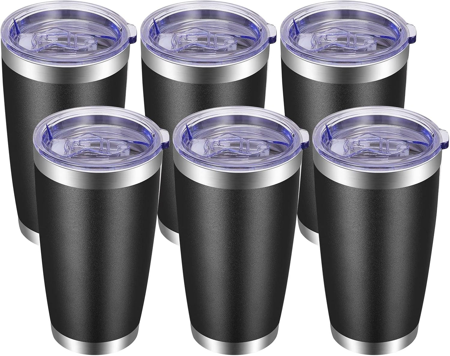 VEGOND 20oz Tumbler with Lid and Straw Stainless Steel Tumbler Cup Bulk Vacuum Insulated Double Wall Travel Coffee Mug Powder Coated Coffee Cup, Black, 12 Pack