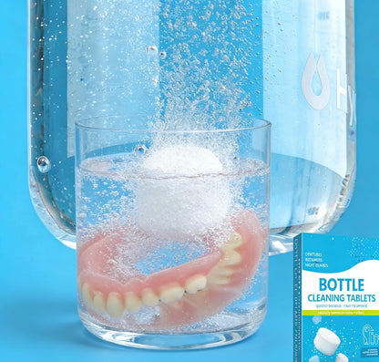 30 Pack Bottle Bright Cleaning Tablets,Water Bottle Cleaner,Removing Limescale and Tea Stains,For Water Bottle,Coffee Pot,Glass,Tumbler,Stainless,Also Can Clean Dentures,It's Multipurpose Cleaner