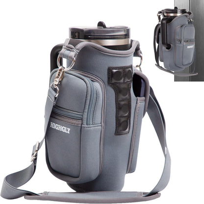 Tumbler Carrier Bag for Stanley & Owala 30–40oz, Magnetic Water Bottle Holder for Gym Equipment, Crossbody Cup Holder with Phone Pocket