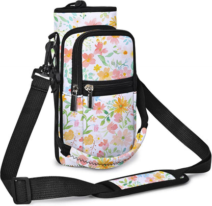 AUPET Water Bottle Sling Bag Sleeve Holder Carrier 25/32/40/64 oz,Insulated Crossbody Water Bottle Case Cover with Strap and Pockets for Men/Women Walking Hiking