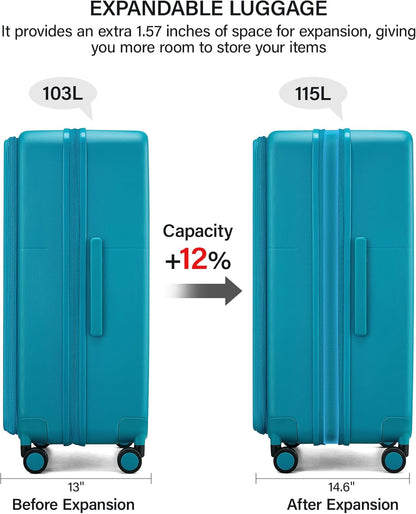 Hanke 20 Inch Expandable Carry On Luggage with Cup Holder 22x14x9 Airline Approved, Top Opening Hard Shell Suitcases with Wheels, Carry-On Travel Suitcase Trunk Luggage with Lock, Smoke White