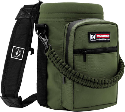NATURE PIONEOR Water Bottle Holder with Adjustable Strap - Half/One Gallon (64/128oz) Insulated Water Bottle Sling Carrier with Phone Pocket & Paracord Handle, Outdoor Camping, Hiking, Gym