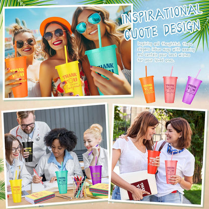 Feifeiya 72 Pcs/ 24 Set Bible Verse Gifts Bulk 24 oz Father's Day Christian Plastic Tumbler with Lids and Straws Inspirational Prayer Notepads Religious Pen Church Cups Gift for Christian Party Favors