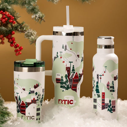 RTIC 30 oz Road Trip Tumbler Double-Walled Ceramic Lined InsulatedStainless Steel Portable Travel Coffee Mug Cup with Lid, Handle and Straw, Periwinkle Bouquet