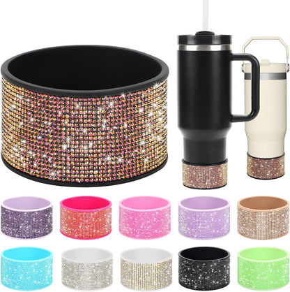 Rhinestone Silicone Boot for 40oz 30oz Stanley Quencher, Anti-Slip Silicone Protector for Qunercher Pro Tour Flip 40oz 30oz, Cup Accessories for 2.75-2.95 inch Trapezoidal Cylinder Base