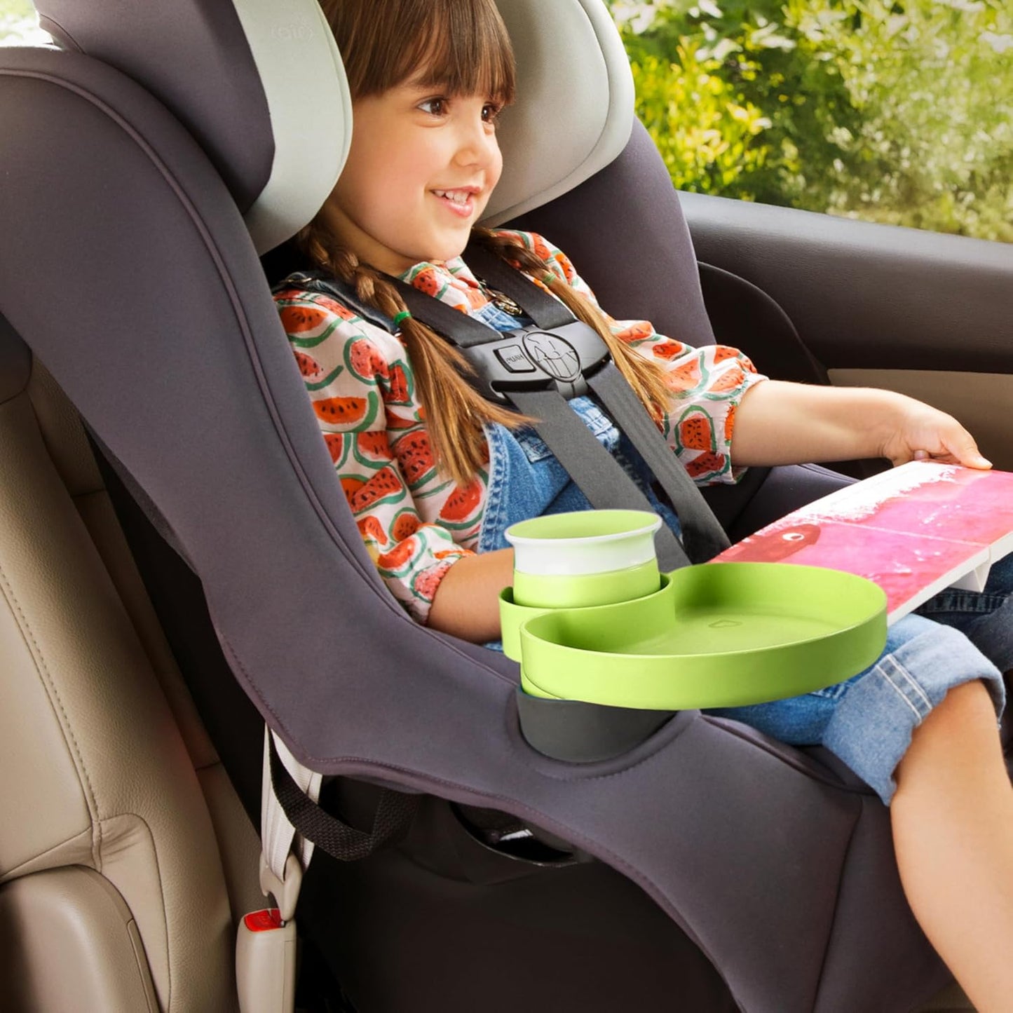 Munchkin® Carseat Tray - Toddler Travel & Road Trip Accessory for Mess-Free Snacking in The Car, Grey