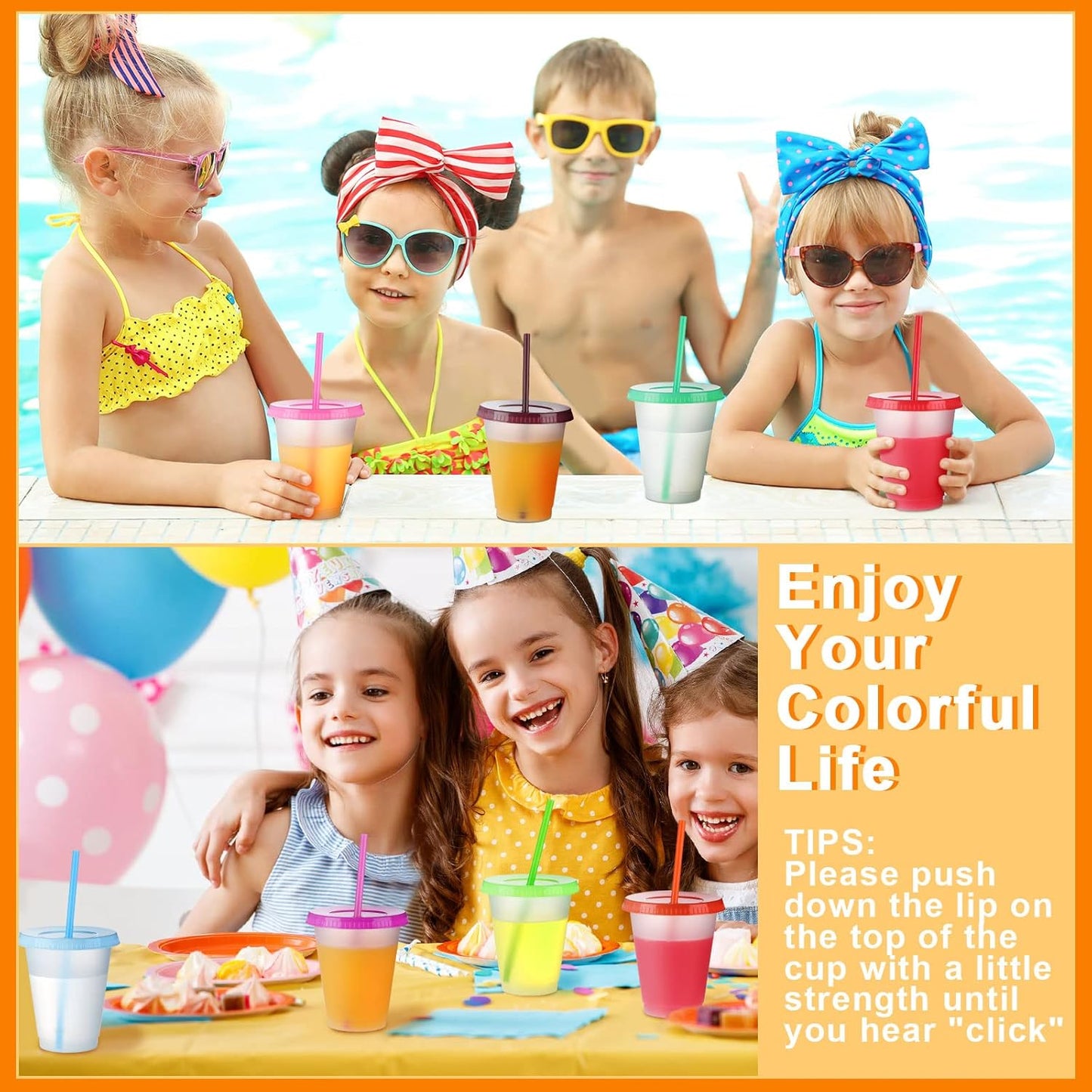 Sieral 30 Pack Cups with Lids and Straws Kids Tumbler with Straw Reusable Water Bottle Iced Coffee Travel Mug Adults Plastic Cups for Parties 16 oz (Candy Colors)