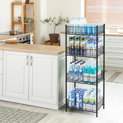 OYEAL Water Bottle Holder Rack 3 Tier Soda Drink Organizer Vertical Metal Food Storage Shelf for Kitchen Countertop Pantry, Can Storage Organizer for Pantry