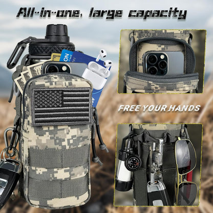 32 oz Insulated Water Bottle with Sleeve - Tactical Stainless Steel Gym Water Bottles for Men, Sports Water Bottle for Hiking Camping Outdoor with Camo Pouch