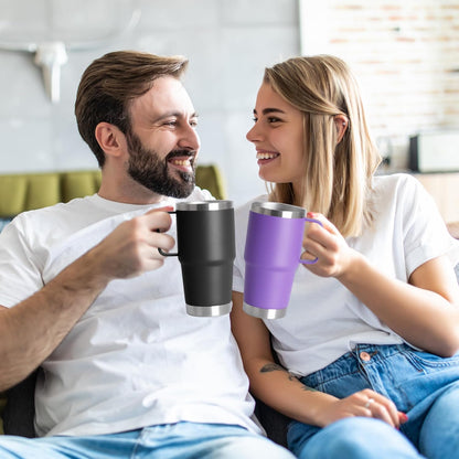 HASLE OUTFITTERS 20oz Tumbler with Handle & Lid, Insulated Stainless Steel Travel Mug, Leakproof Cup for Coffee, BPA-Free Double-Wall Vacuum Tumblers for Hot/Cold Drinks, Commuter, Gym, Office, Blue