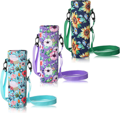 CHENGU 3 Pack 25 oz Neoprene Water Bottle Carrier Bag with Adjustable Shoulder Strap Water Bottle Holders for Adults Sports Gym Hiking Camping Walking(Mandala Style)
