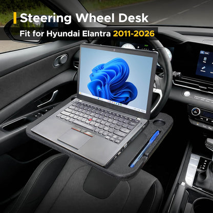EcoNour 2 in 1 Car Steering Wheel Desk | Tray for Laptop Car Mount with Pen Holder | Desk Console for Car | Food Tray for Eating with Drinks Holder | Multipurpose Travel Car Accessories