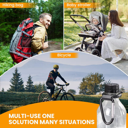 Iconikal 2-Pack Water Bottle Holder, Rubber Grip, Aluminum Carabiner, Travel Accessory