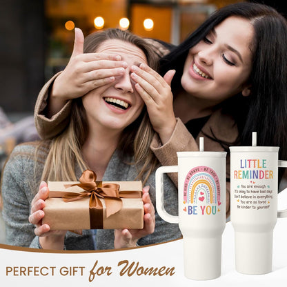 Floral Tumbler with Handle 40oz, Stainless Steel Insulated Tumblers Coffee Travel Mug Cup with Straw, Flower Coffee Cup Gifts for Women Girls, Gift for Her on Christmas Birthday Mothers Day