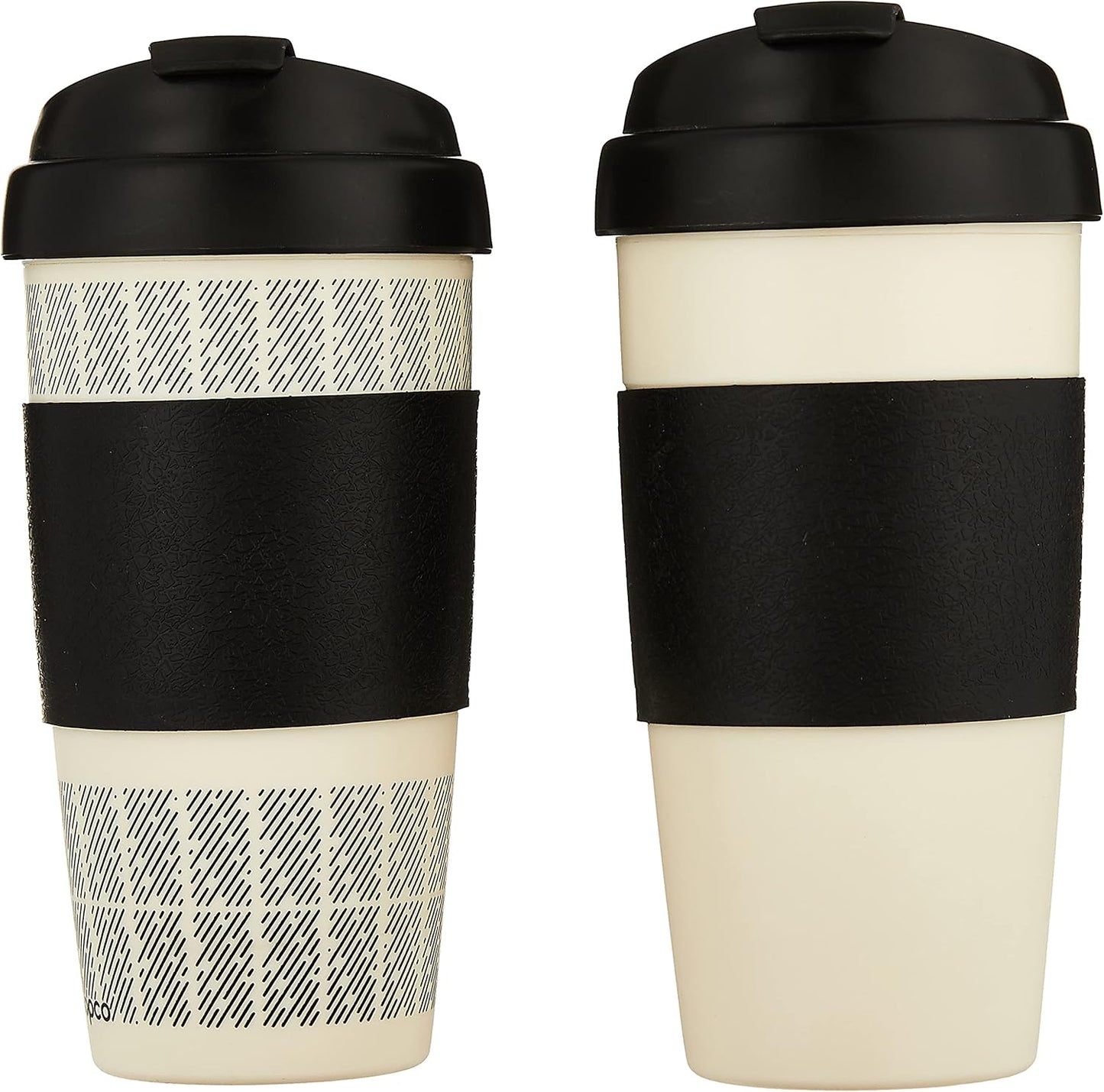 Copco 5237160 Reusable, Insulated Double Wall Travel Mugs 16-ounce White/Black , 2 Count ( Pack of 1)