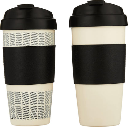 Copco 5237160 Reusable, Insulated Double Wall Travel Mugs 16-ounce White/Black , 2 Count ( Pack of 1)