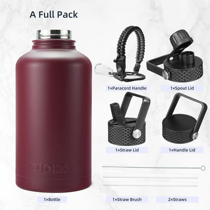 BJPKPK Insulated Water Bottles with Straw Lid, 40oz Stainless Steel Water Bottles with 3 Lids, BPA Free Leakproof Thermo, Tumblers, Cups for Sports, Gym- Midnight - Colors B