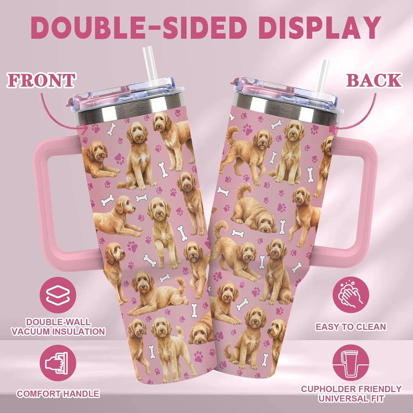 Beagle Gifts for Women Men, 40oz Stainless Steel Insulated Tumbler Travel Cup Mug, Funny and Unique Beagle Gifts for Dog Lover - Colors B