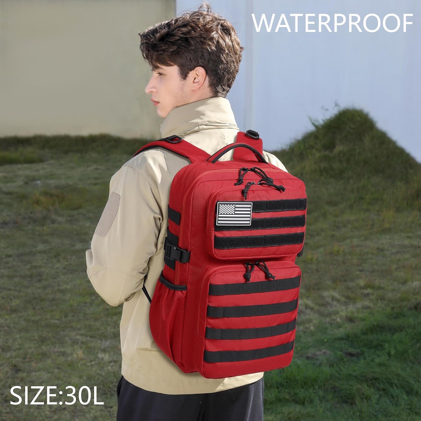 Wotony Military Tactical Backpack for Men Waterproof Daypack 3 Day Assault Pack Molle Bag with Water Bottle Holder