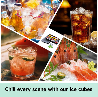 Ice Cube Trays Set of 2, Easy Release 15 Flexible Silicone Ice Cube Molds with Removable Lid Reusable Freezer Ice Trays Stackable for Whiskey, Baby Food, BPA Free (BAMBOO GREEN)