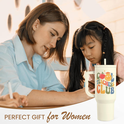 Floral Tumbler with Handle 40oz, Stainless Steel Insulated Tumblers Coffee Travel Mug Cup with Straw, Flower Coffee Cup Gifts for Women Girls, Gift for Her on Christmas Birthday Mothers Day